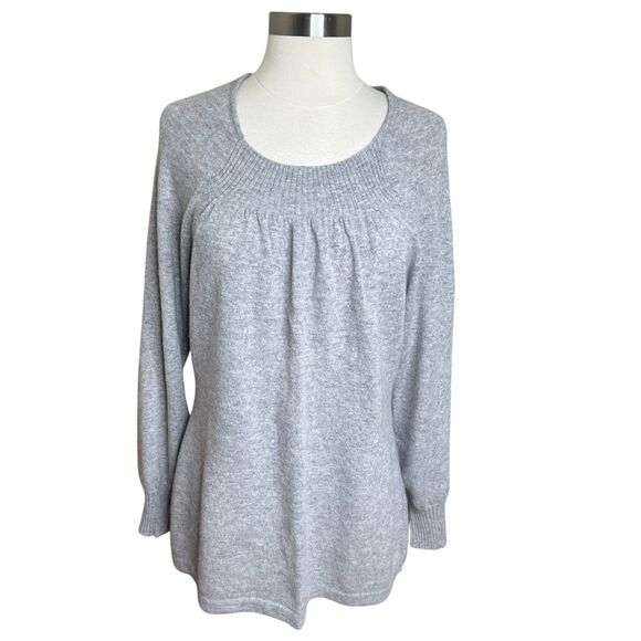 Precious Fibers Sweater Womens Small Gray 100% Cashmere Front Pleat Babydoll - Picture 1 of 10